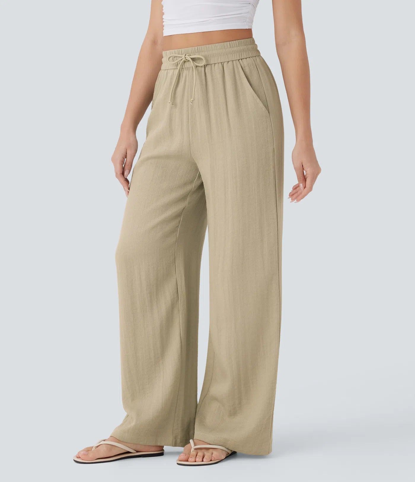 CORAL | PANTALONES ANCHOS DE LINO