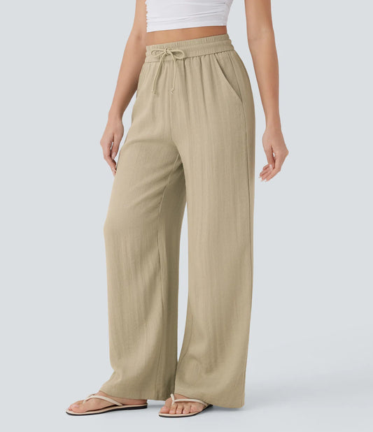 CORAL | PANTALONES ANCHOS DE LINO