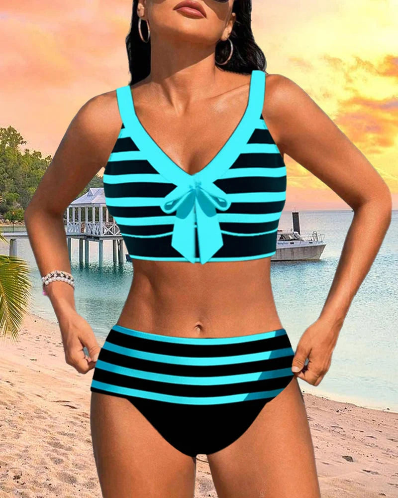 LUCÍA | BIKINI A RAYAS DE TIRO ALTO