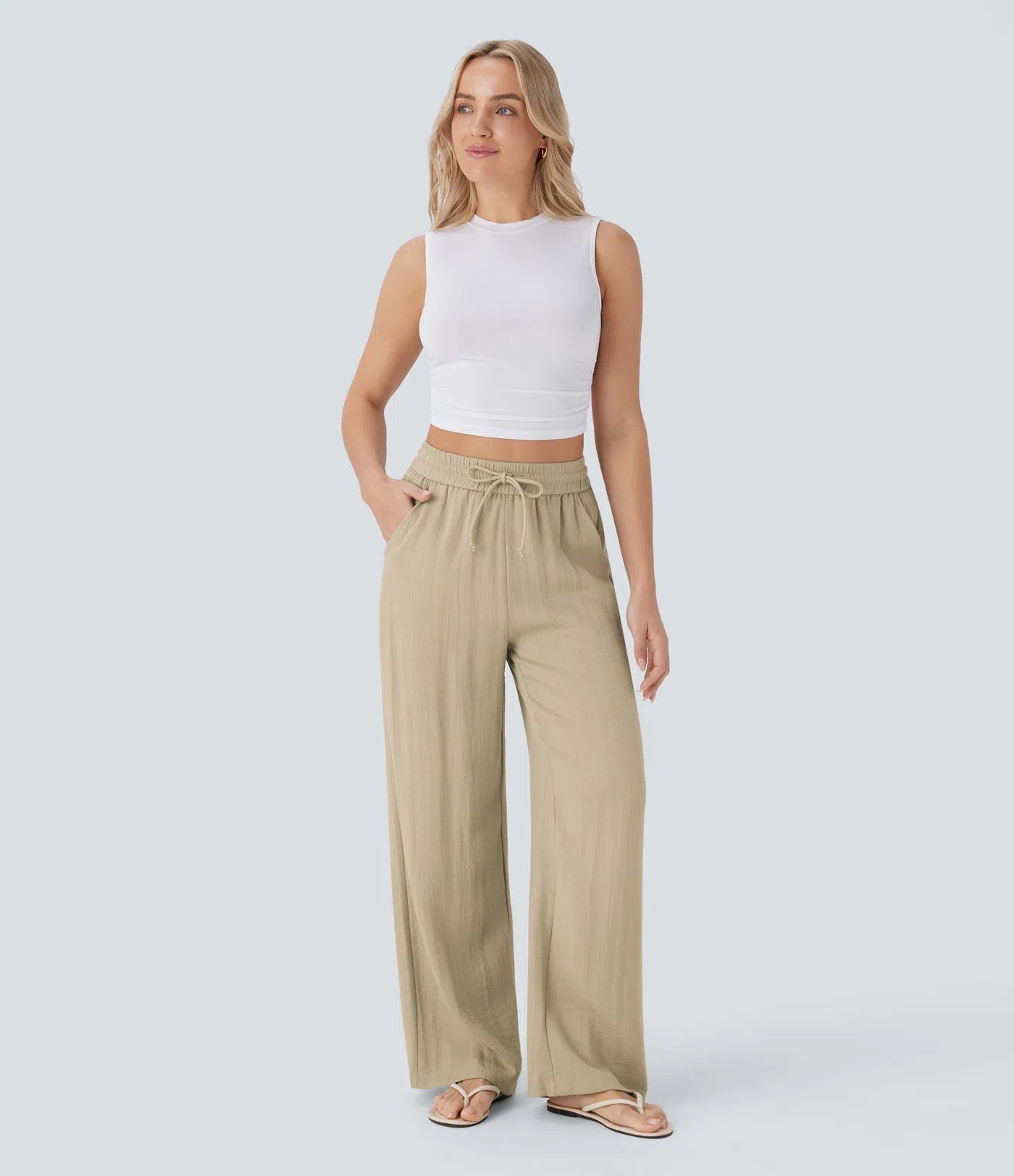CORAL | PANTALONES ANCHOS DE LINO