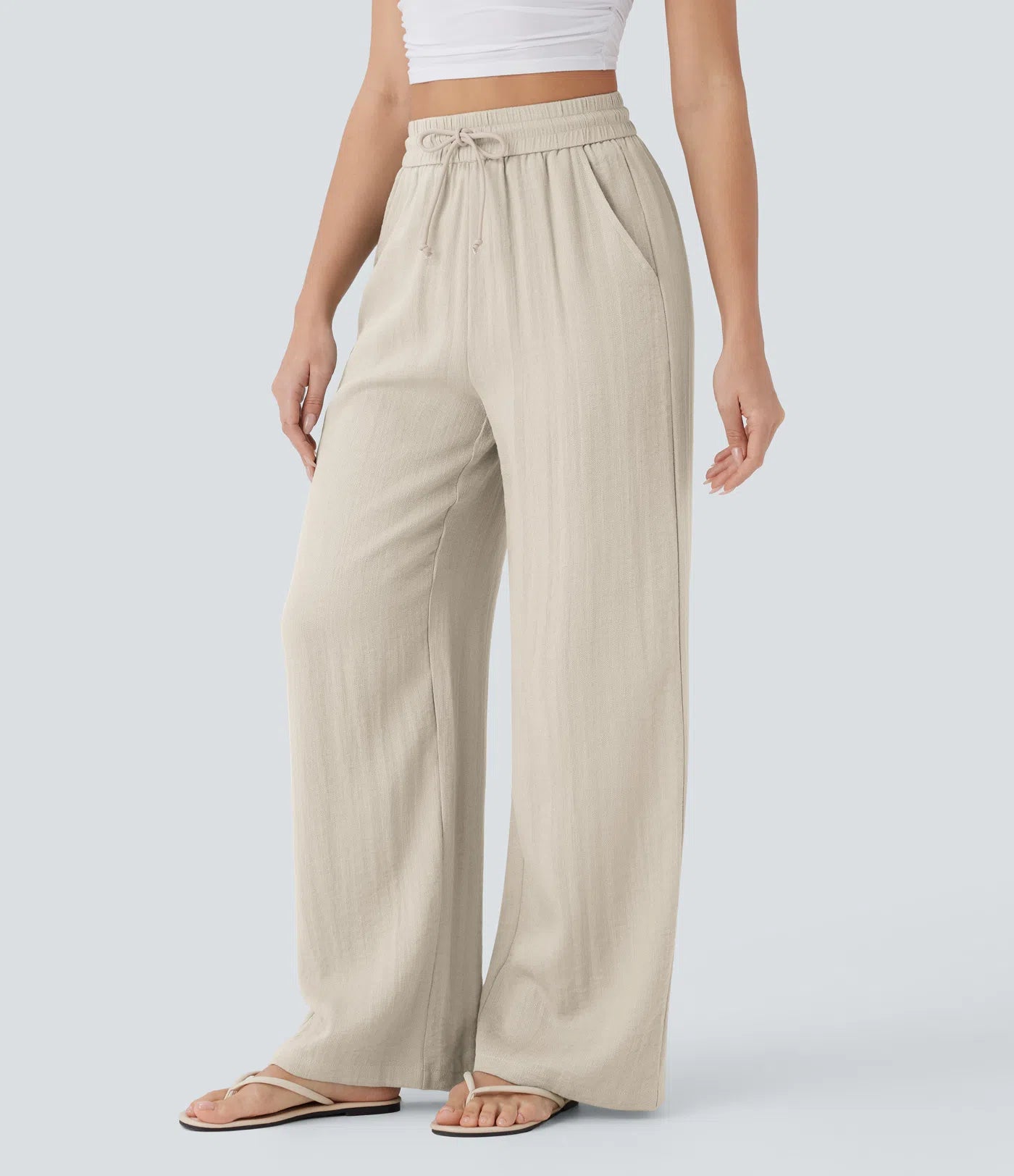 CORAL | PANTALONES ANCHOS DE LINO