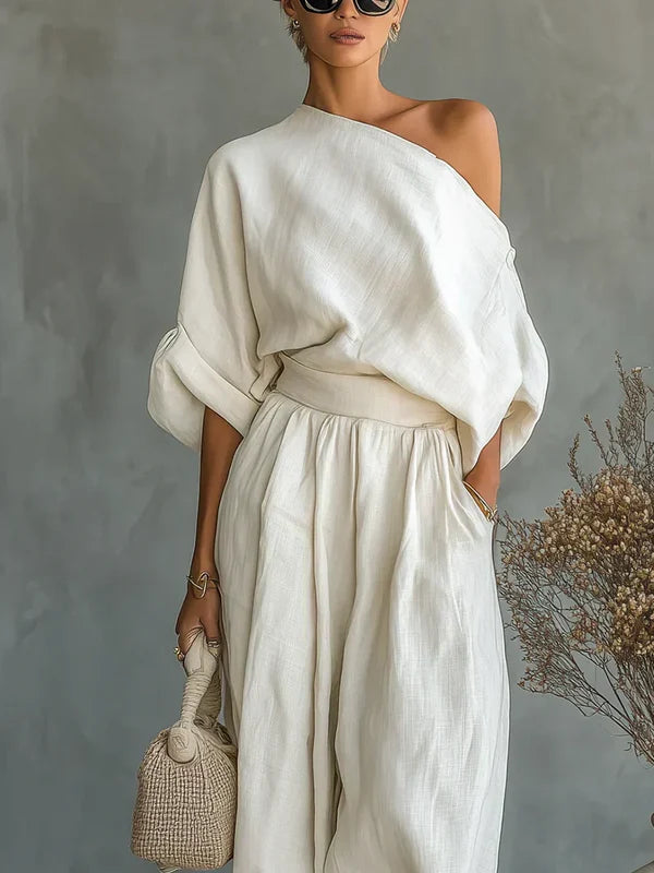 MILA | TRAJE DE DOS PIEZAS PARA MUJER CON HOMBRO DESCUBIERTO