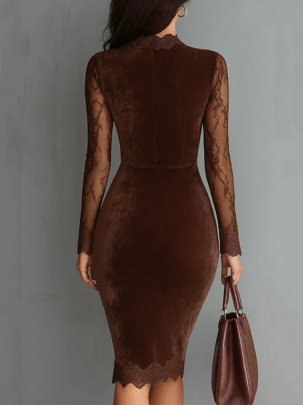 AURELIA | VESTIDO DE TERCIOPELO PARA MUJER CON MANGAS DE ENCAJE