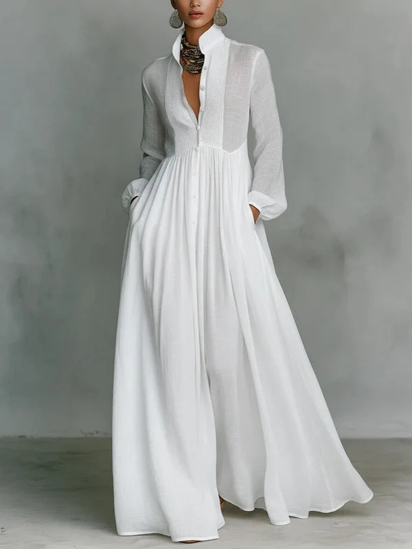 LEONIE | VESTIDO LARGO DE MUJER CON CUELLO ALTO
