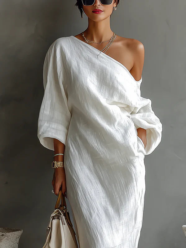 ELISE | VESTIDO LARGO DE MUJER CON HOMBRO DESCUBIERTO