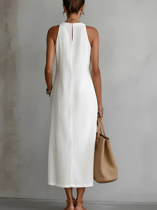 JIMENA | VESTIDO DE LINO CON CUELLO MAO PARA MUJER