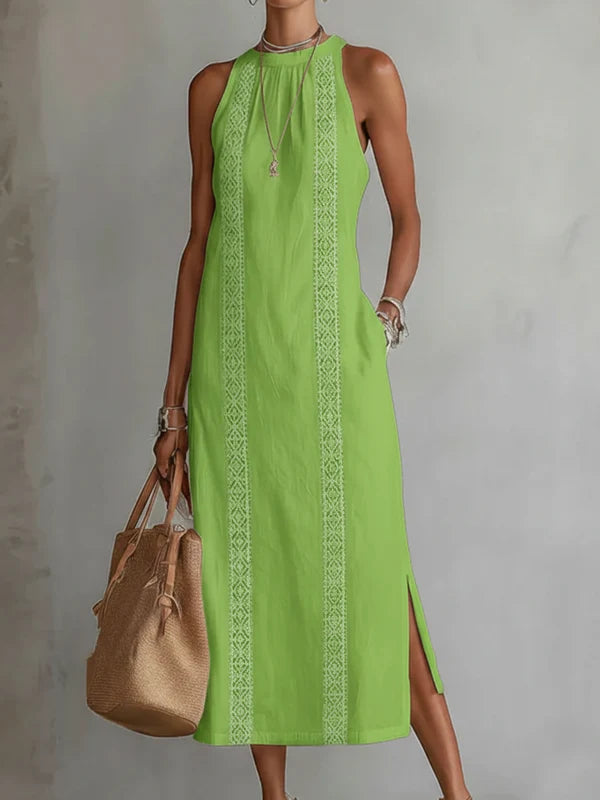 JIMENA | VESTIDO DE LINO CON CUELLO MAO PARA MUJER