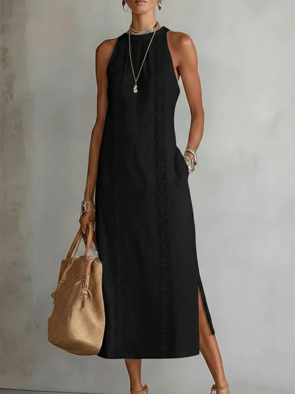 JIMENA | VESTIDO DE LINO CON CUELLO MAO PARA MUJER