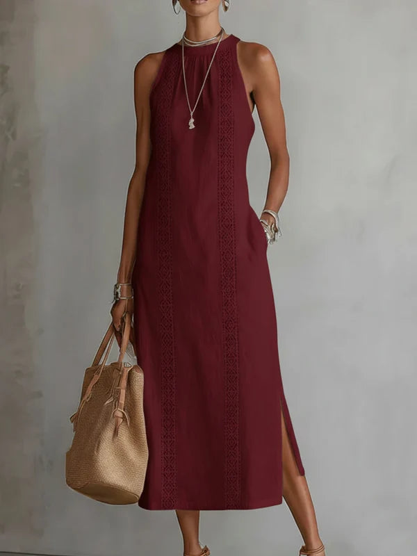 JIMENA | VESTIDO DE LINO CON CUELLO MAO PARA MUJER